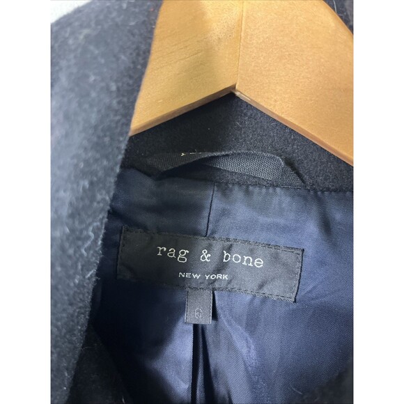 Rag & Bone Full Zip Distressed Wool Peacoat Trench Size 6 - Picture 4 of 14
